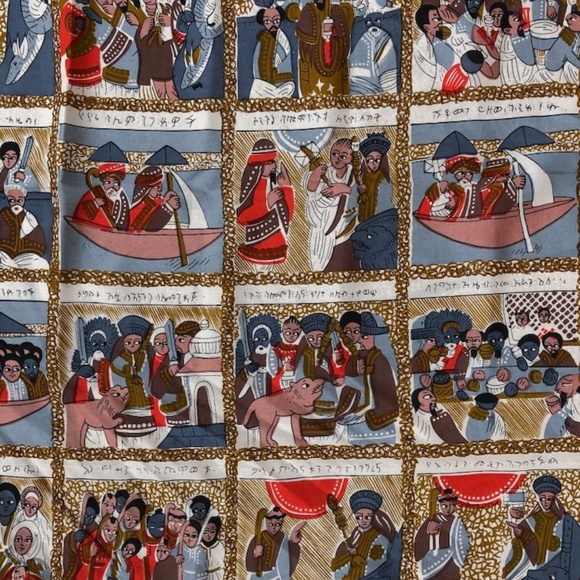 VTG 1950s 1960s Silk Exodus Story Novelty Print Scarf - Picture 6 of 9